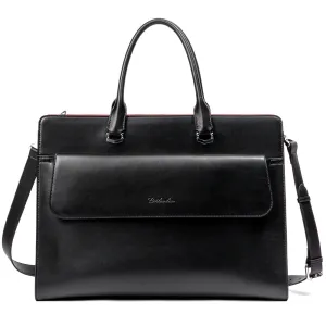 Mizuki Black Leather Briefcase Women's - Messenger Bags