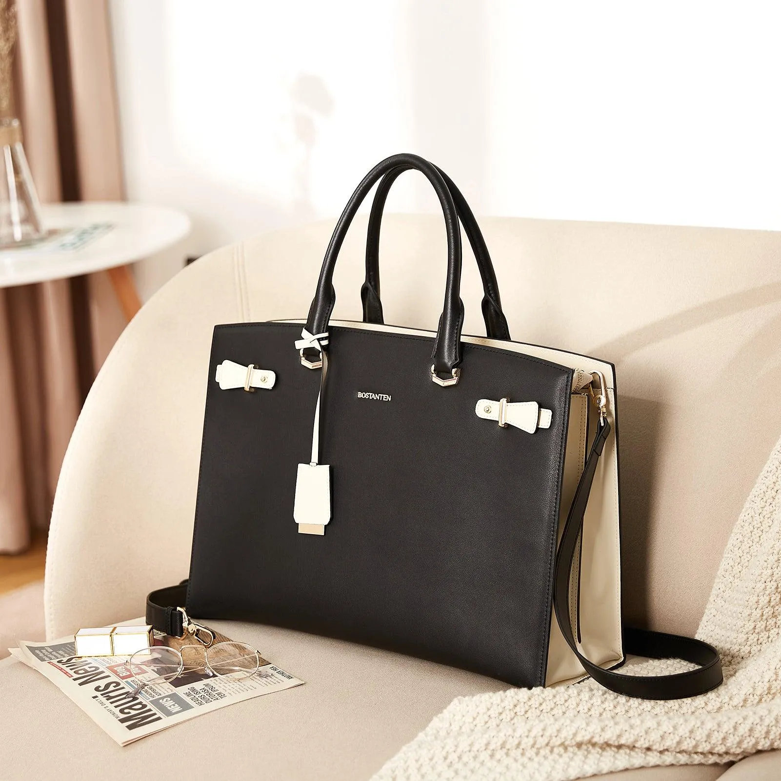 Mizuki Classic Slim Briefcase Tote Bag - Elegant Multi-Functional Design for Work and Travel