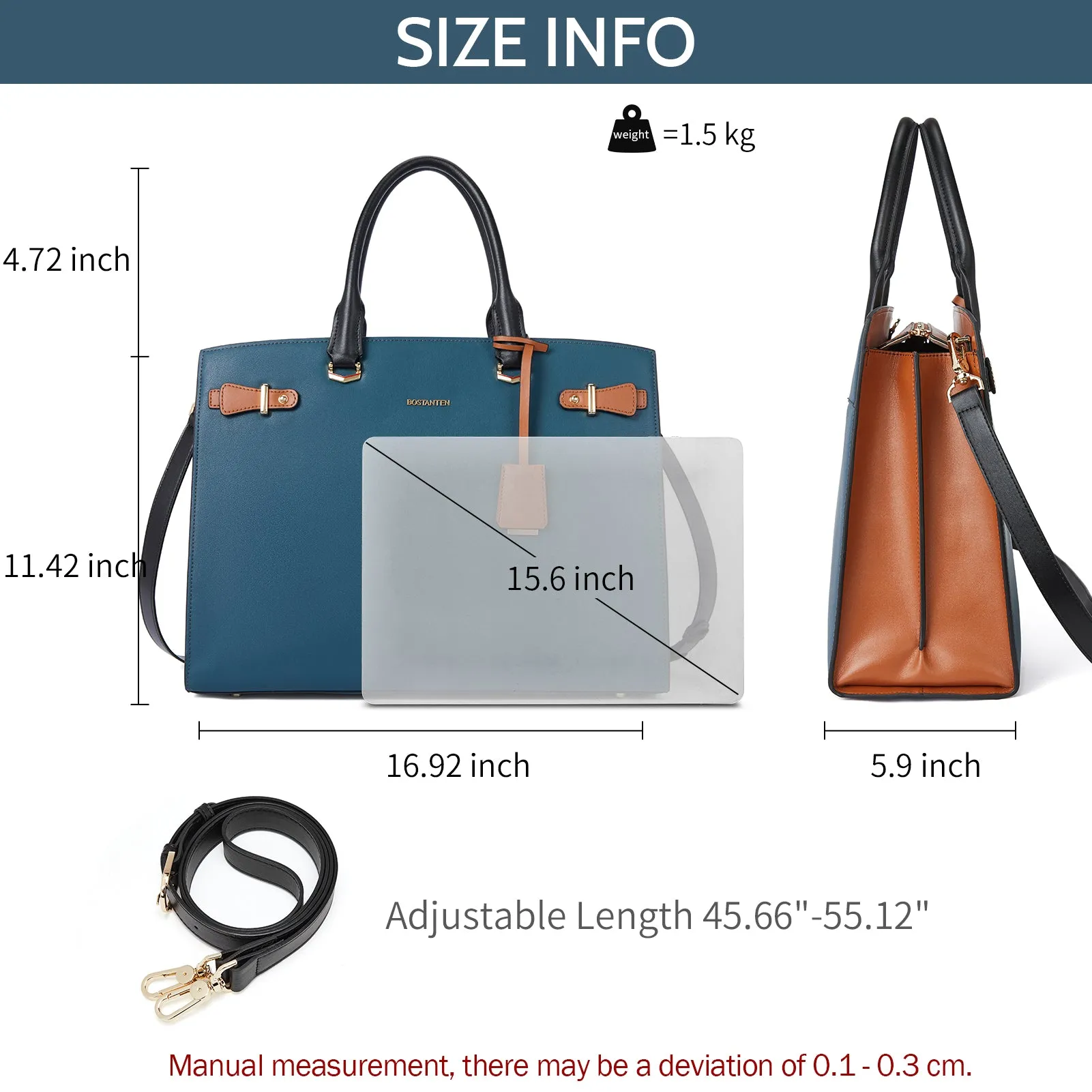 Mizuki Classic Slim Briefcase Tote Bag - Elegant Multi-Functional Design for Work and Travel