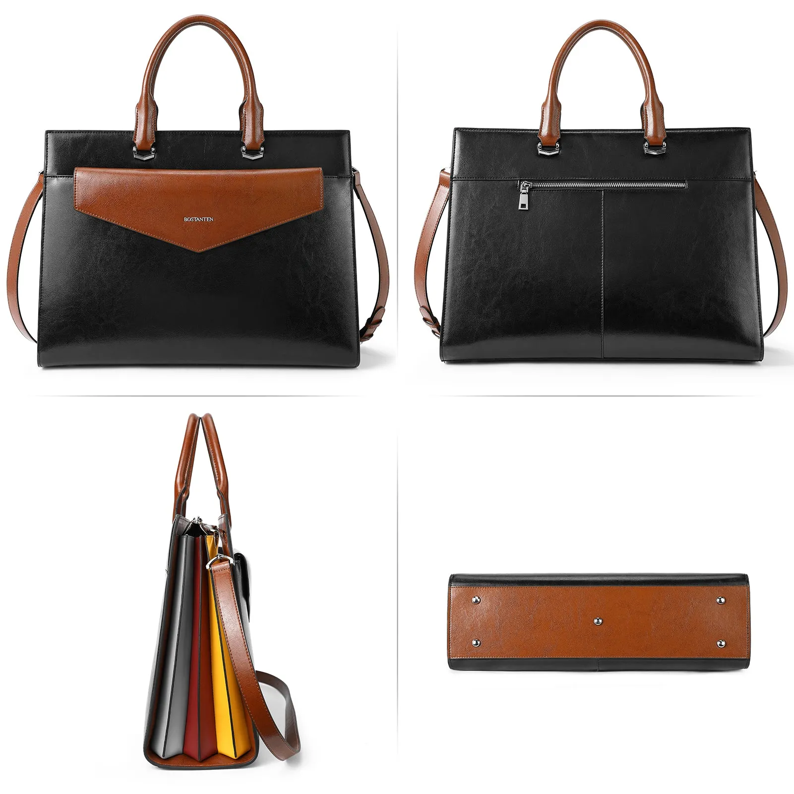 Mizuki Modern-Style Leather Briefcase