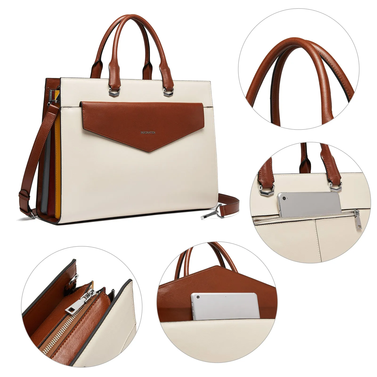 Mizuki Modern-Style Leather Briefcase