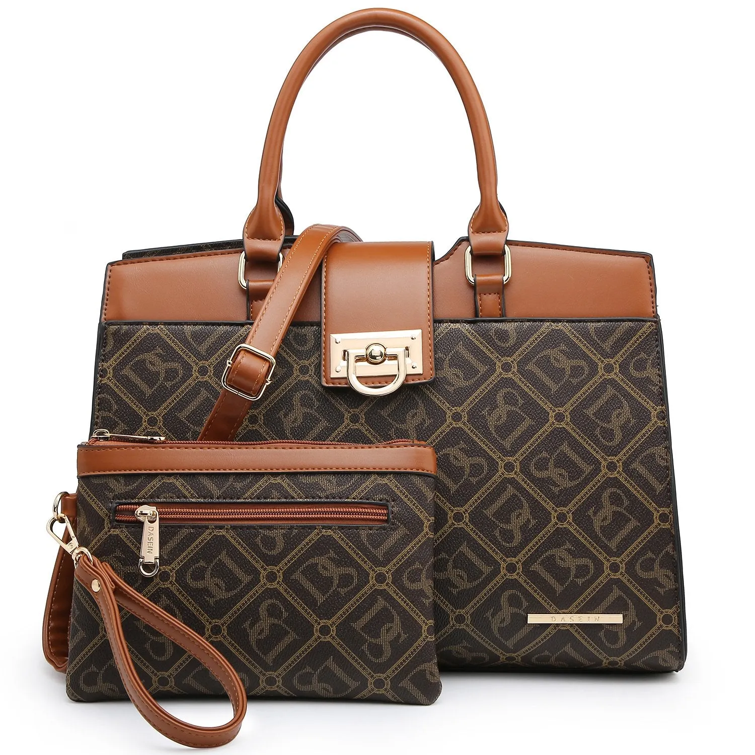 Monogram Flap Satchel with Matching Wristlet