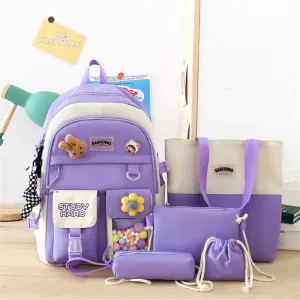 New High School Five-Piece set of Multi-Compartment Fashion Schoolbag 3002