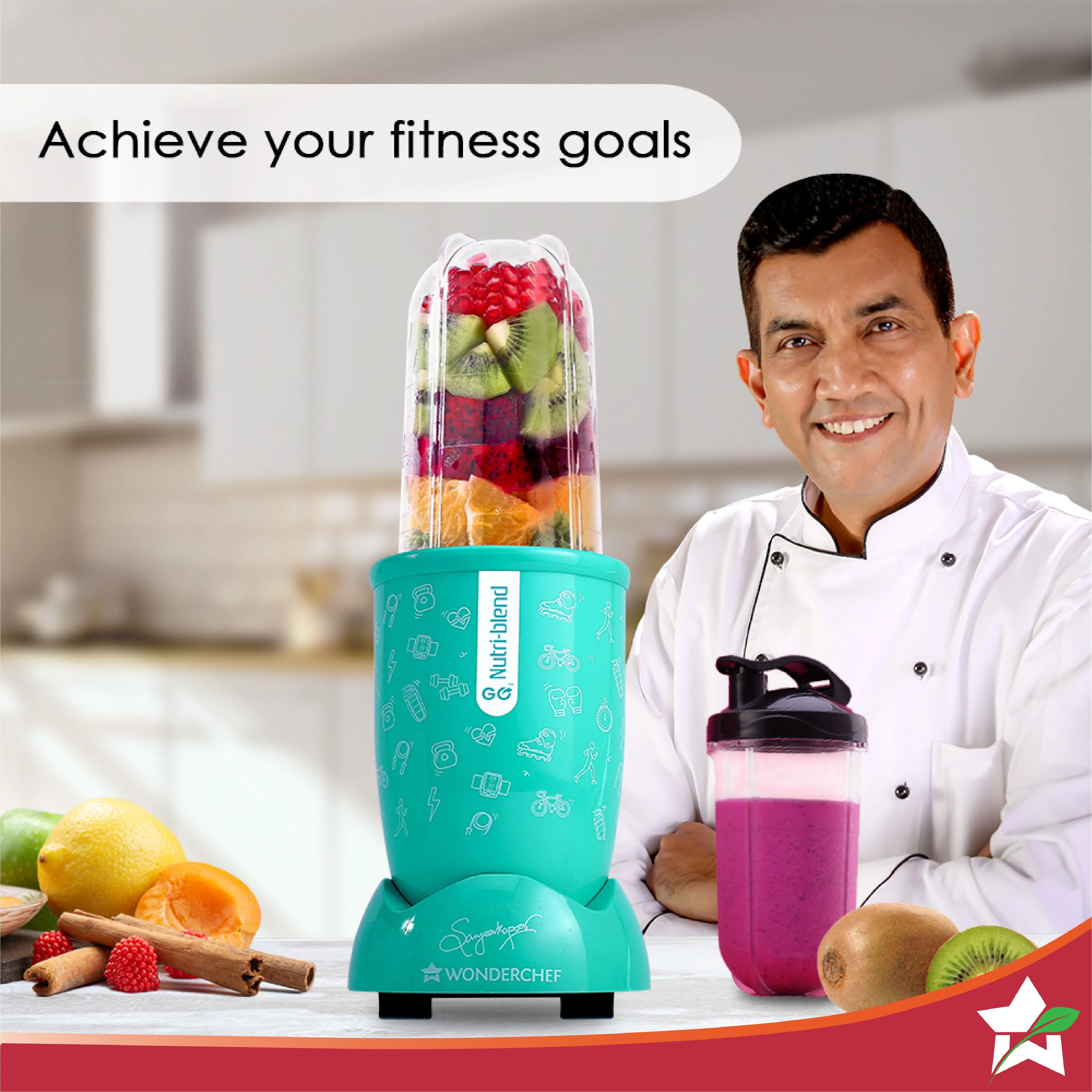 Nutri-blend GO, 22000 RPM 100% Full Copper Motor, 1 Unbreakable Jar, 400 W, 2 Years Warranty, Recipe book by Chef Sanjeev Kapoor, Mint