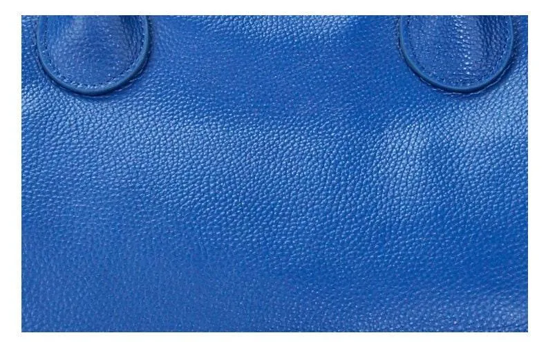 Oversize Large Leather Tote Bag, Cowhide Leather Bag, Lady Fashion Bag Blue, Personalized gifts