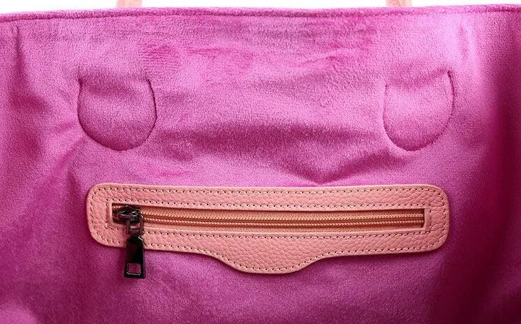 Oversize Large Leather Tote Bag, Cowhide Leather Everyday Bag, Leather Shoulder Bag, Weekend Bag Crossbody Bag, Lady Fashion Bag Hot Pink