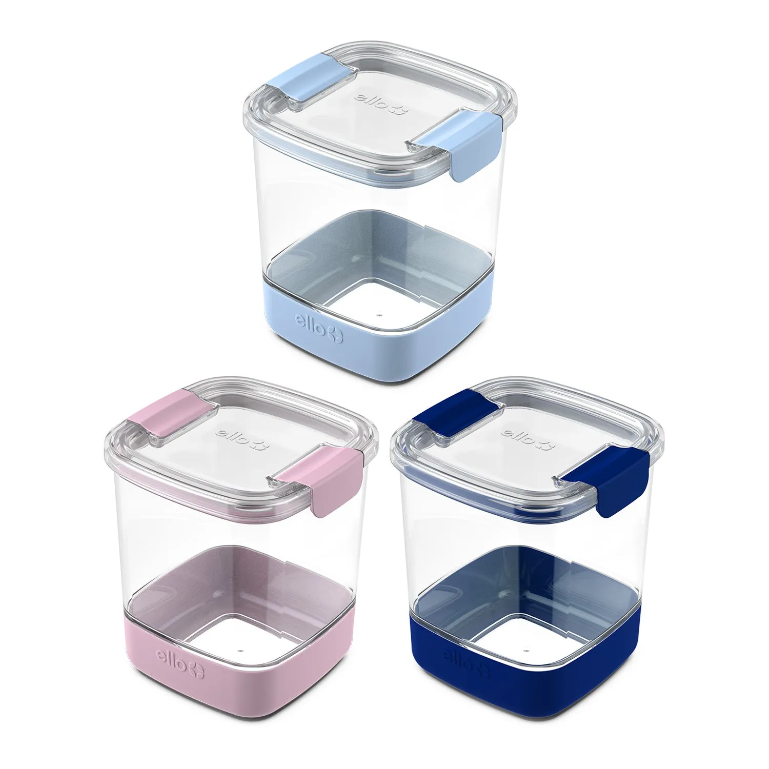 Plastic Food Storage Canisters with Airtight Lids, Set of 3