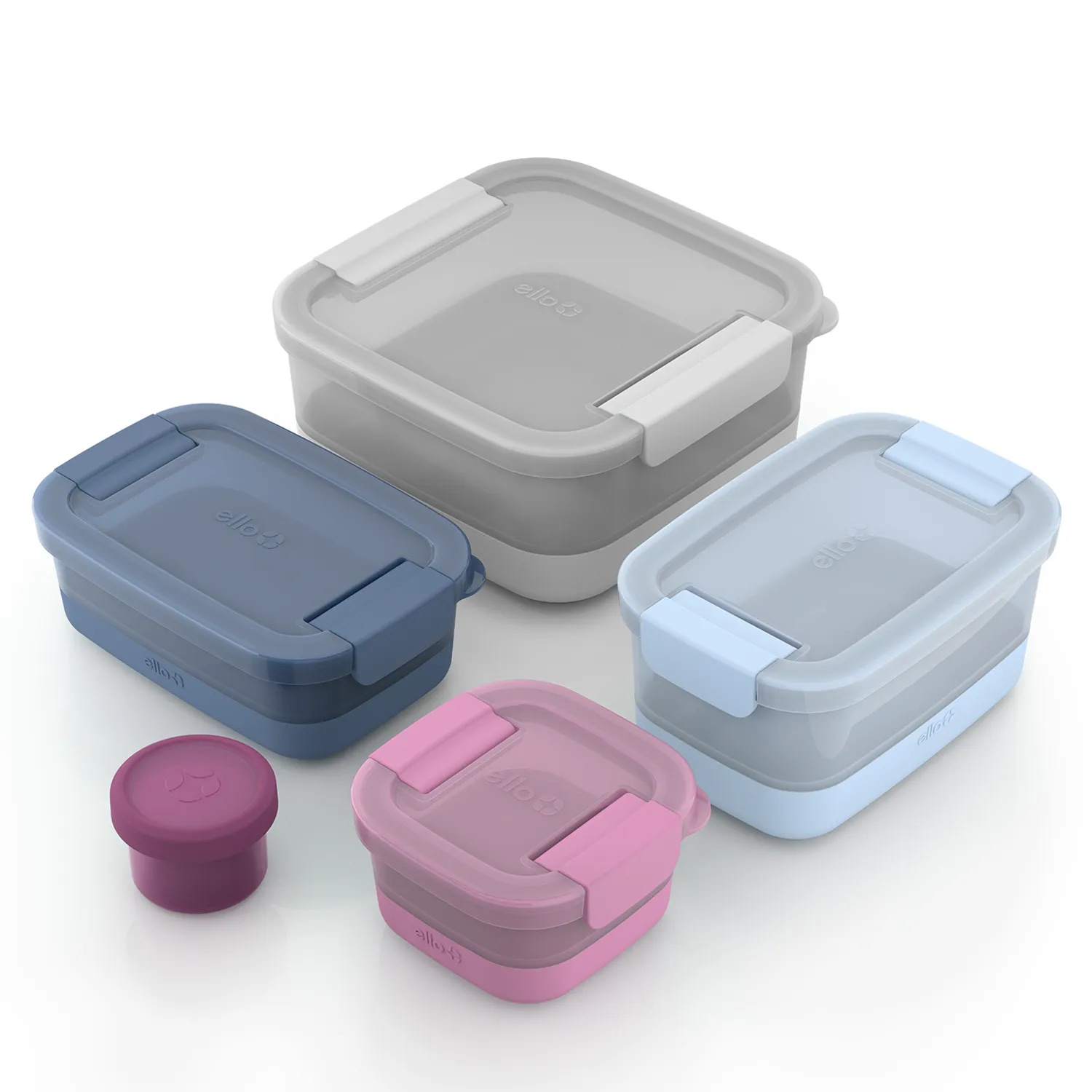 Plastic Food Storage Containers with Soft Base, Mixed Set of 5