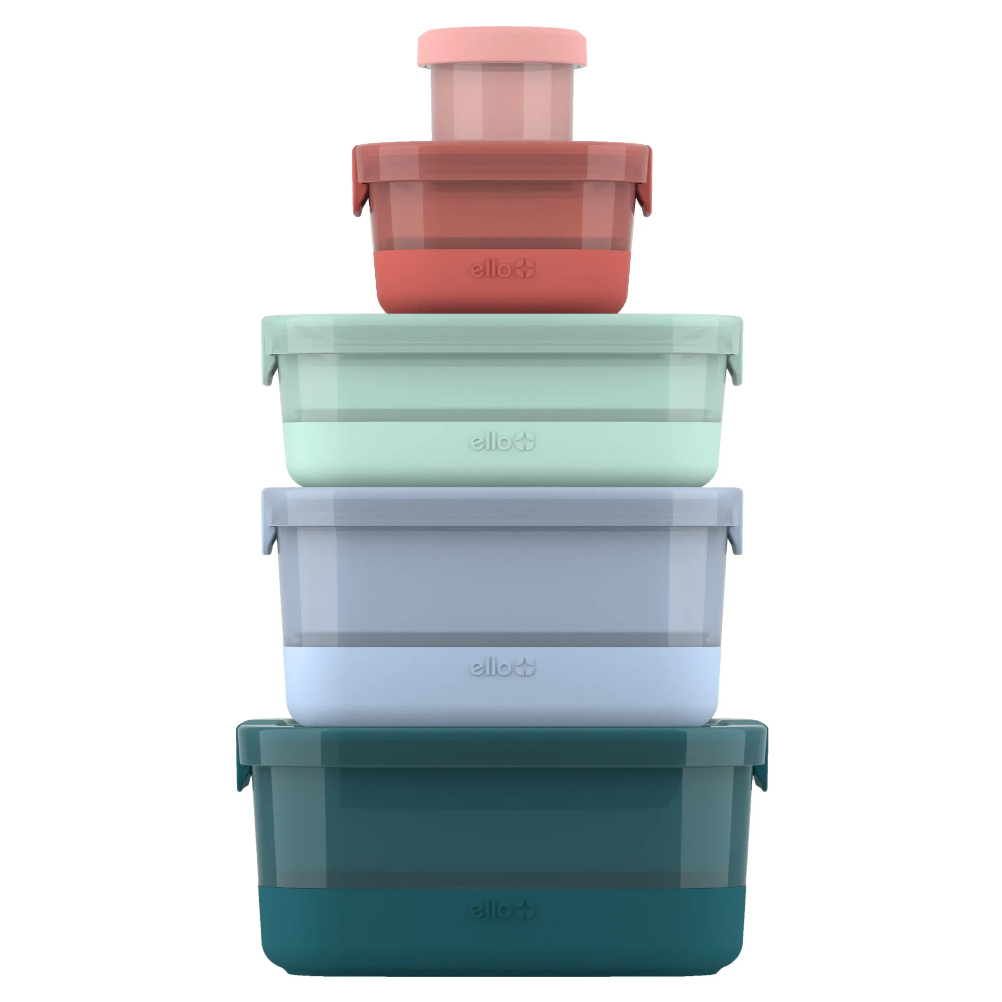 Plastic Food Storage Containers with Soft Base, Mixed Set of 5