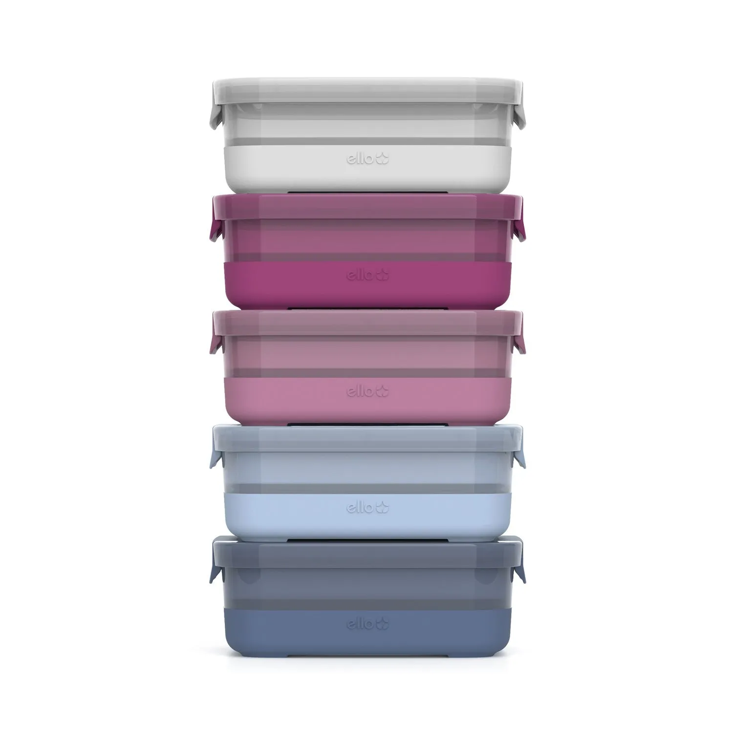 Plastic Food Storage Containers with Soft Base, Set of 5