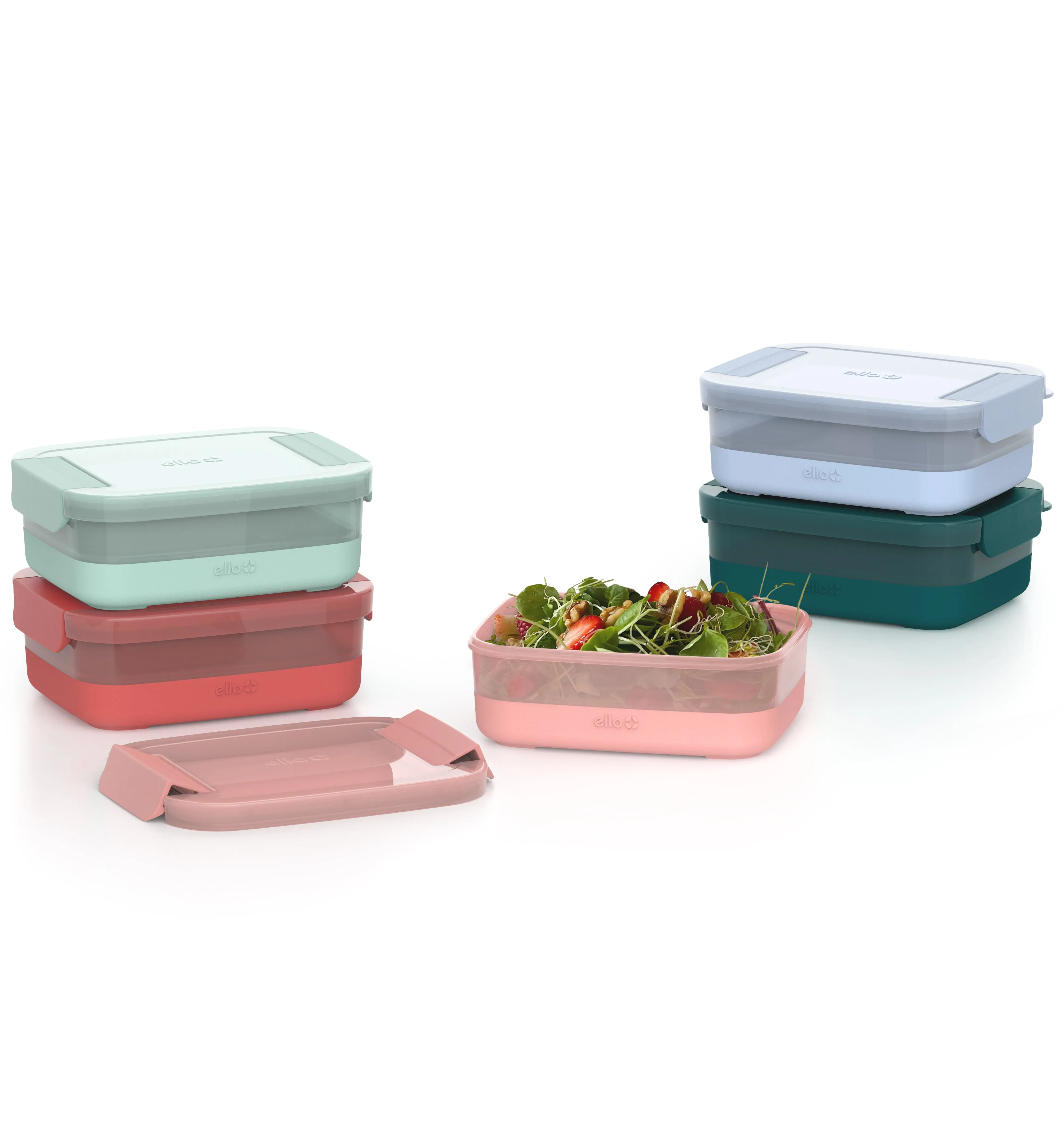 Plastic Food Storage Containers with Soft Base, Set of 5