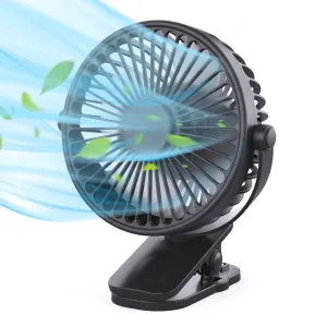 Portable Clip on Fan Battery Operated, Small Powerful USB Desk Fan, 3 Speed Quiet Rechargeable Mini Table Fan, 360 Rotate Cooling Fan for Home Office Travel Outdoor&Indoor Treadmill