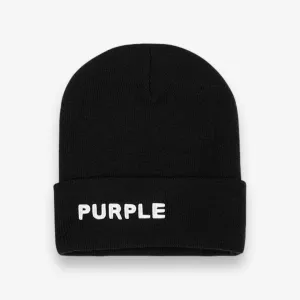 Purple Brand Acrylic Cuffed Beanie Black