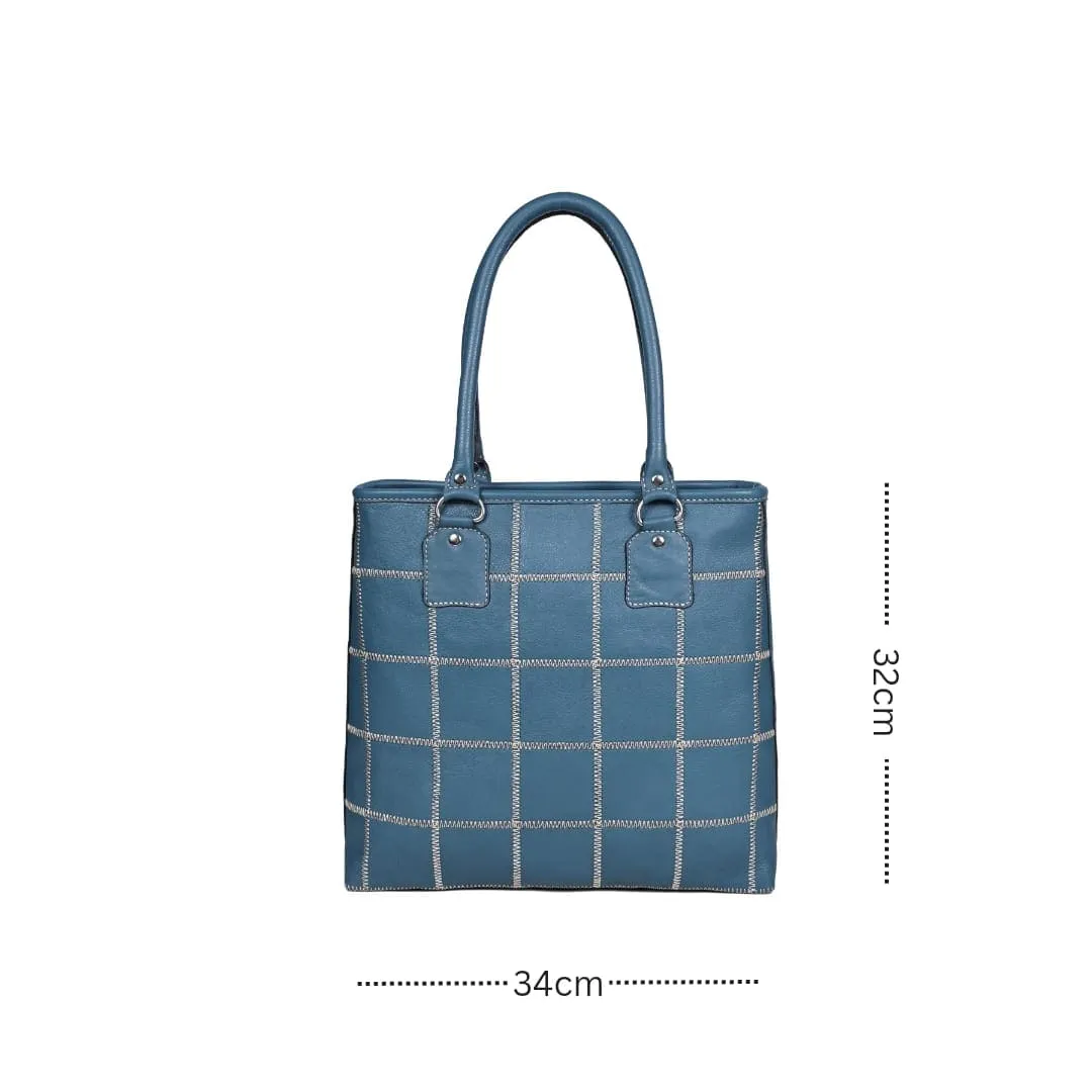 "Chic Blue Tote: Elevate Your Style with Trendy Leather Accents."  Art: BG-1518-Z