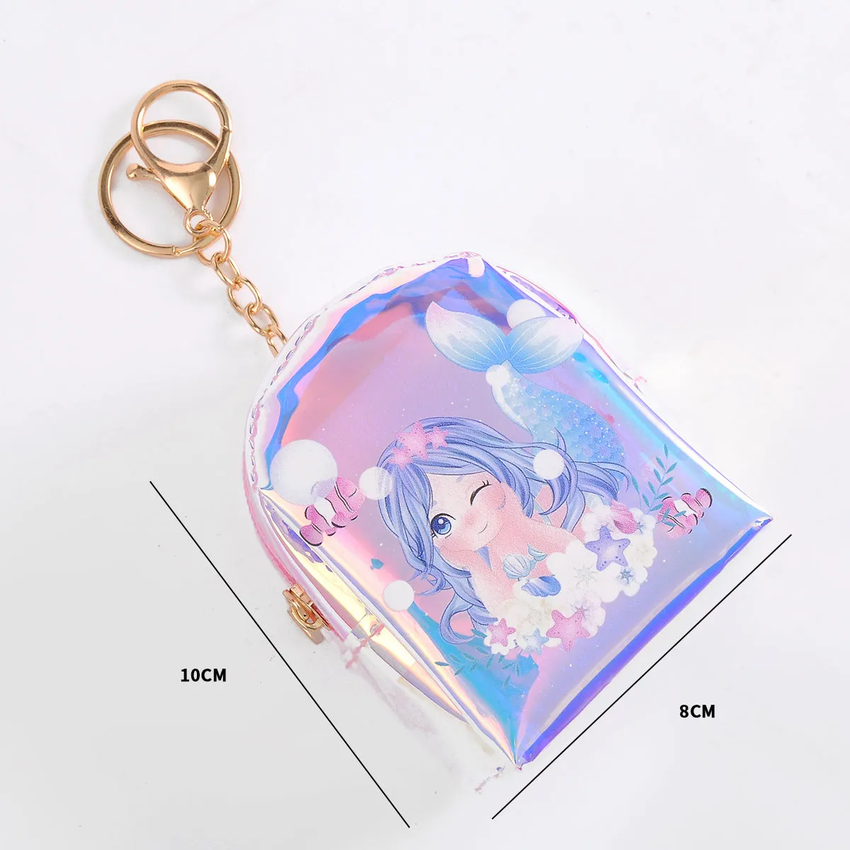 Radium Material Mermaid Theme  2in1 Functional Coinpouch Keychain.