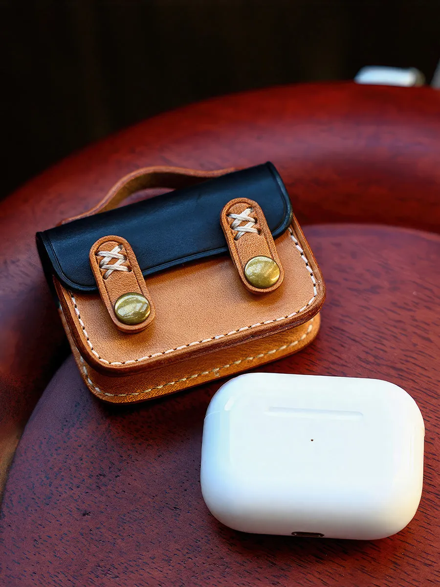 Retro Handmade Leather Earphone Bag | Airpods Pro