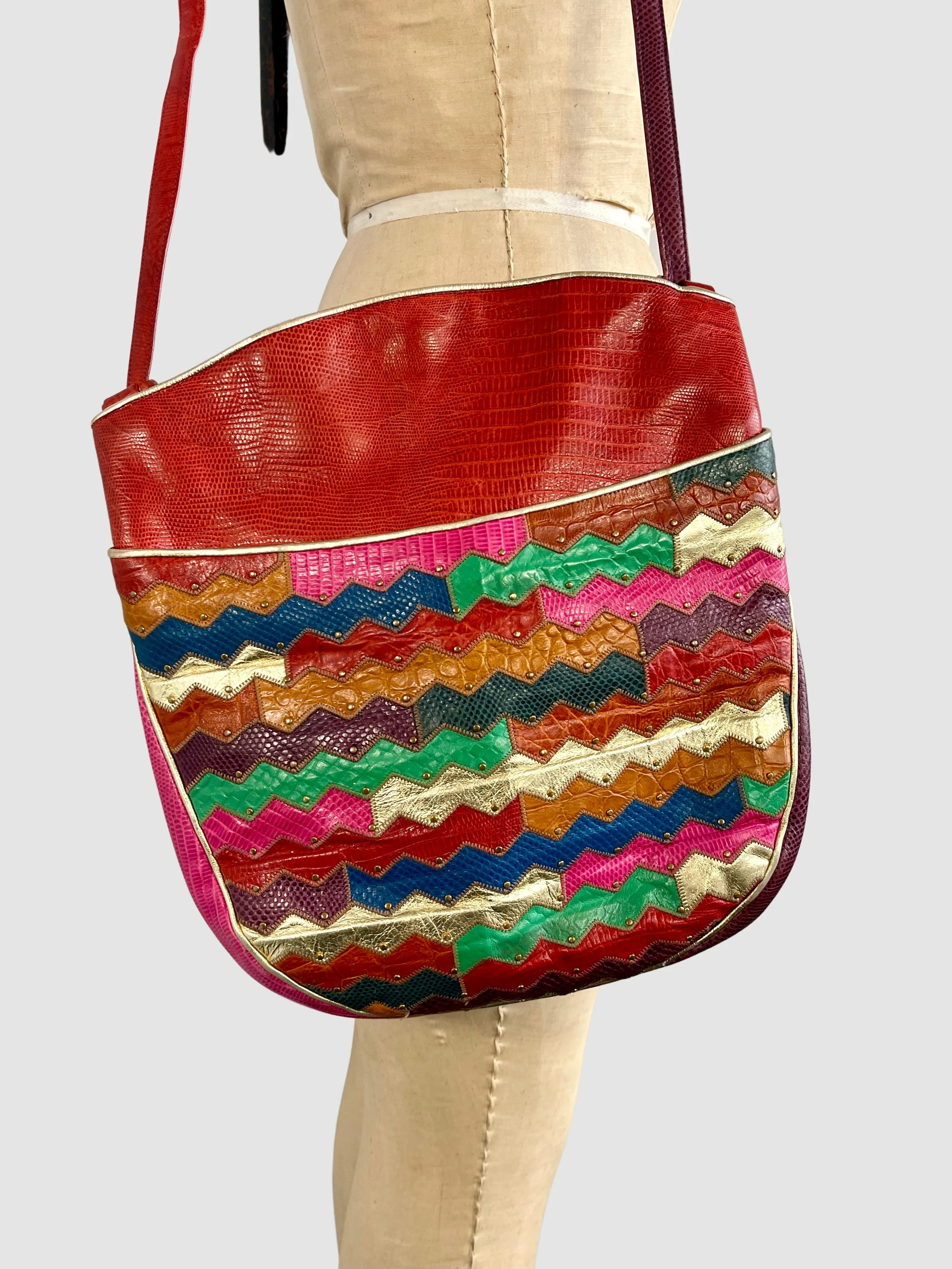 SHARIF Vintage 80s Crossbody Leather Patchwork Bag