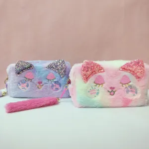 Soft Fur ,Cat  Theme Pouch.