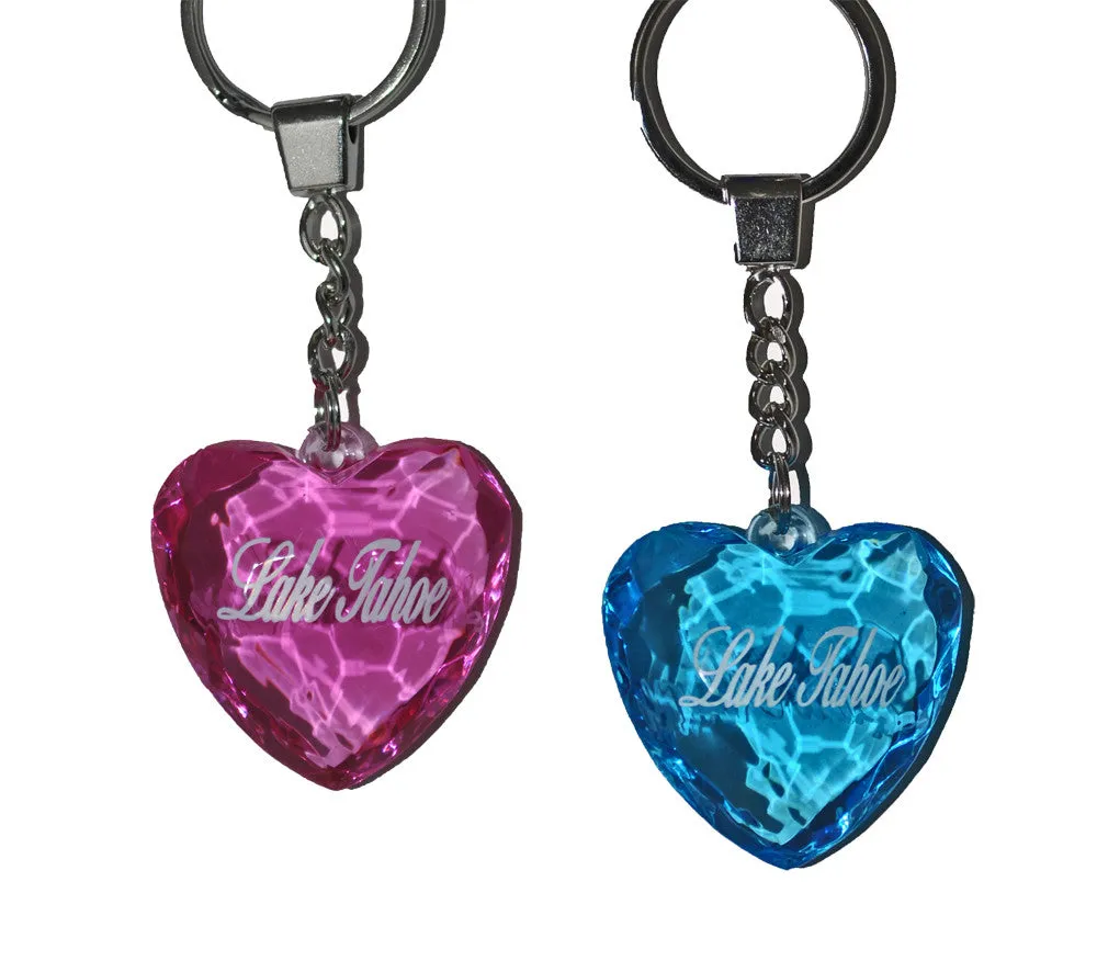 Souvenir Keychain Acrylic Crystal Lake Tahoe Heart