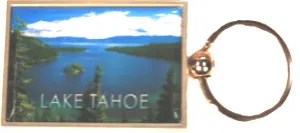 Souvenir Keychain Metal Scenic Emerald Bay Lake Tahoe Photo Keychain