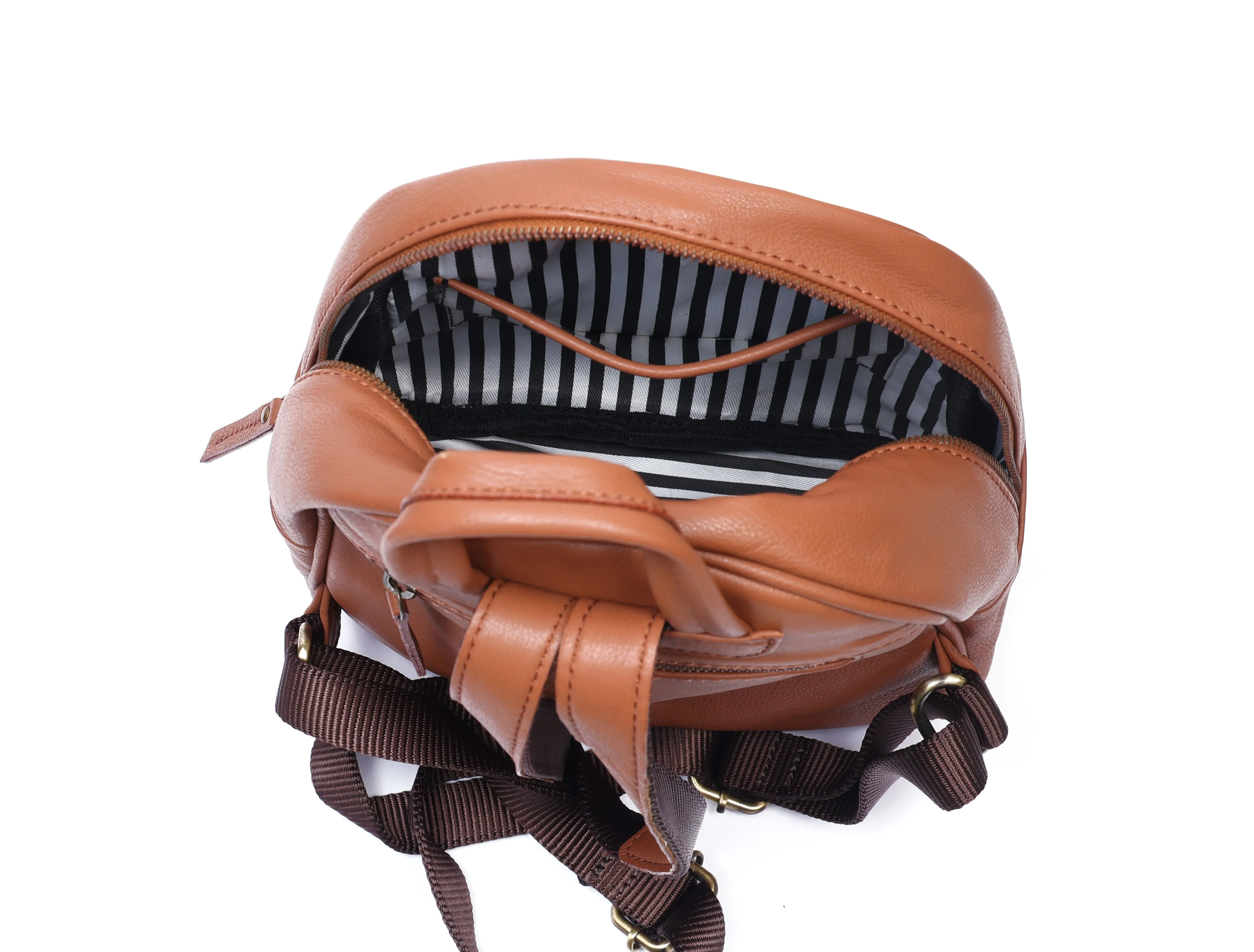 Tan NDM Leather Backpack: Elevate Your Style with Timeless Elegance. Art: BG-1580