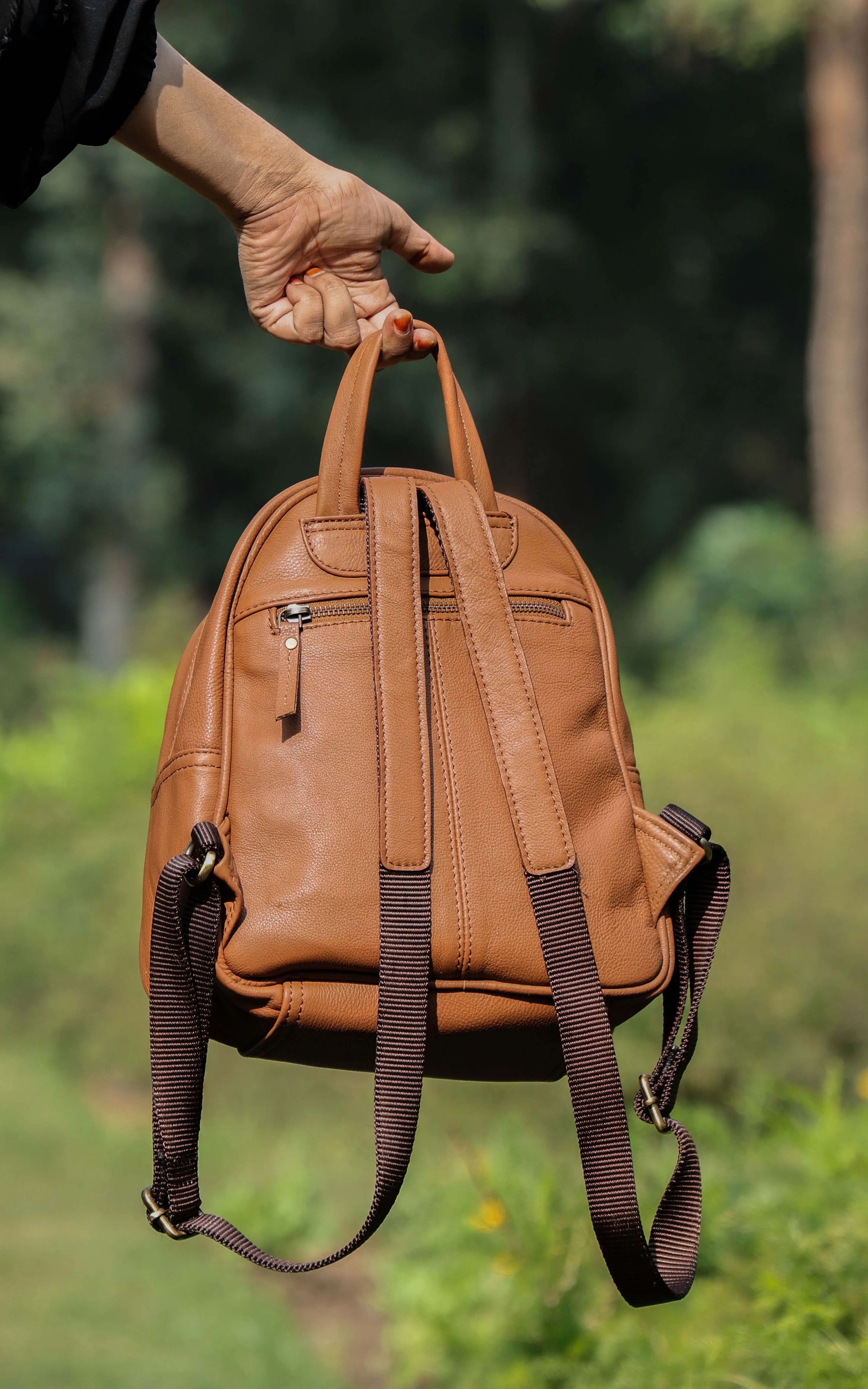 Tan NDM Leather Backpack: Elevate Your Style with Timeless Elegance. Art: BG-1580