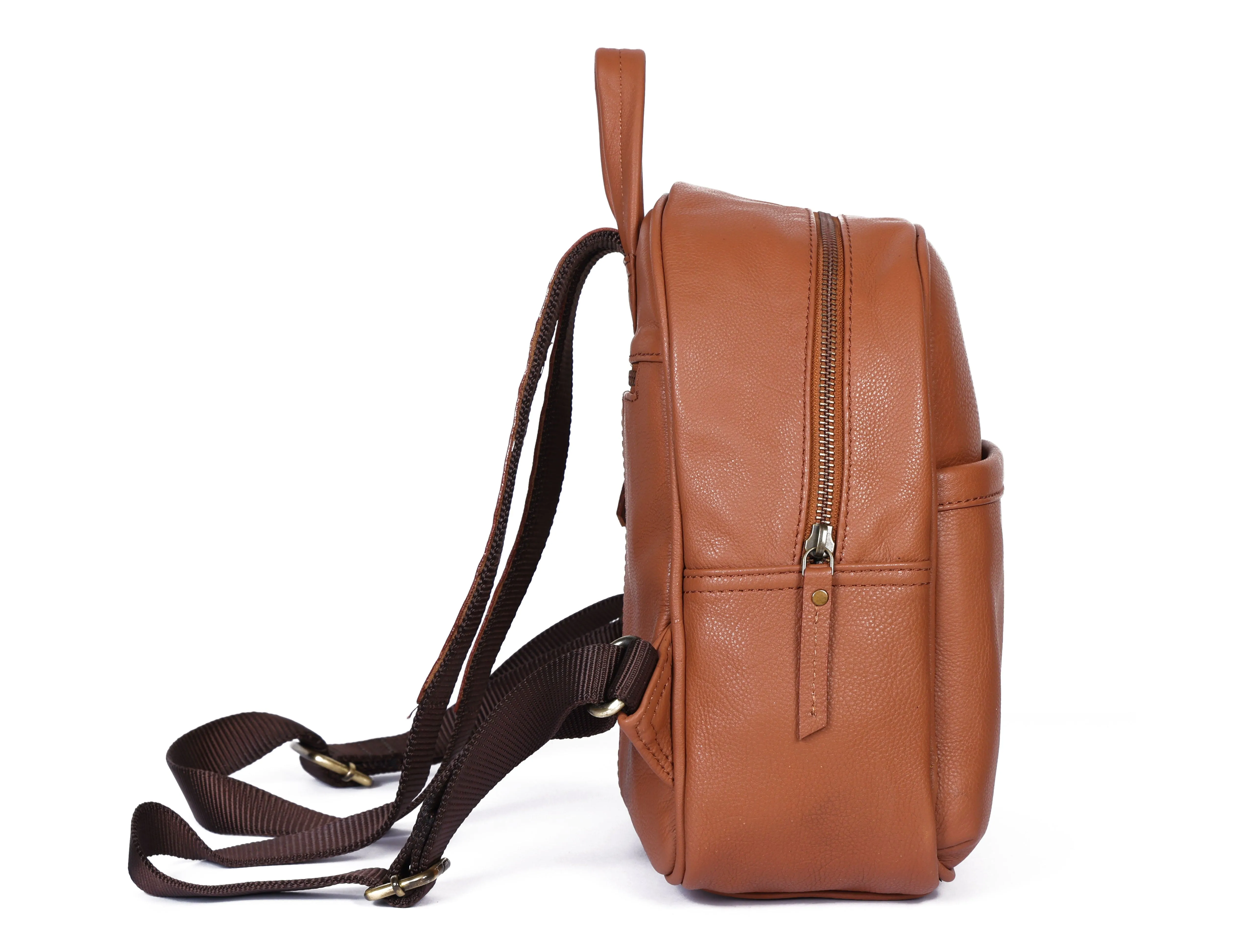 Tan NDM Leather Backpack: Elevate Your Style with Timeless Elegance. Art: BG-1580