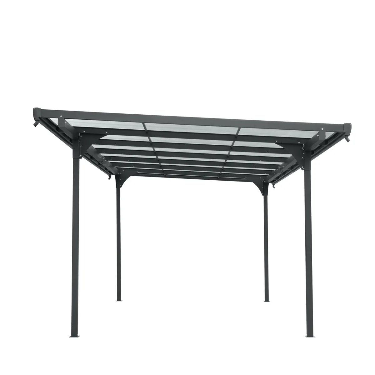 TMG Industrial 10' x 16' Aluminum Clear Carport, 6 mm twin-wall PC sheets, 6 horizontal cross beams, TMG-LCP16