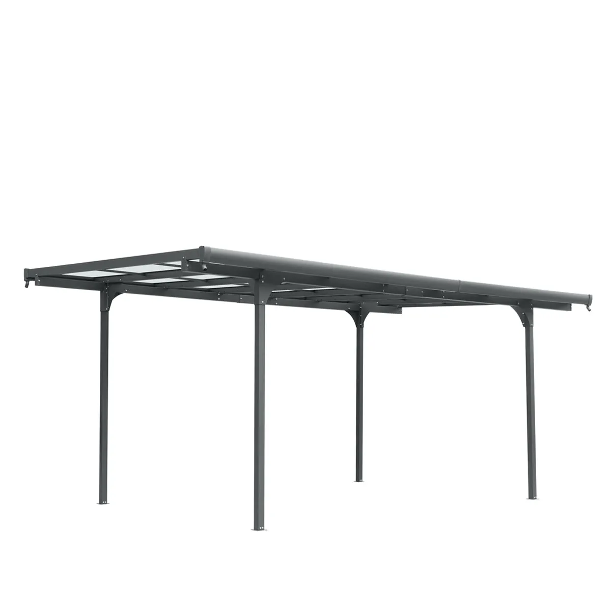 TMG Industrial 10' x 16' Aluminum Clear Carport, 6 mm twin-wall PC sheets, 6 horizontal cross beams, TMG-LCP16