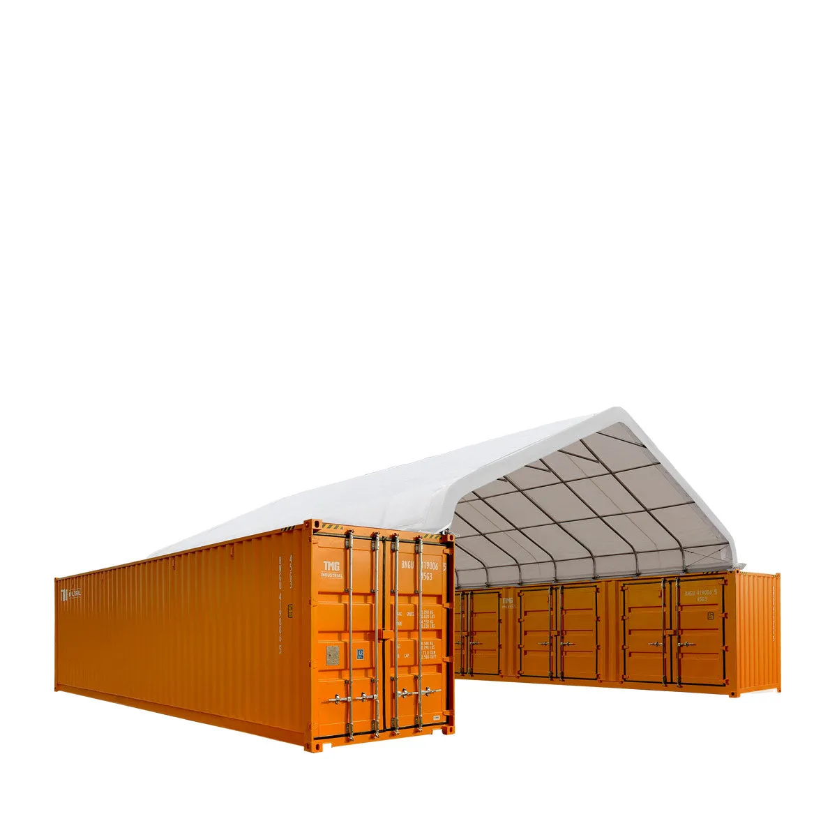 TMG Industrial 30' x 40' PVC Fabric Container Peak Roof Shelter Pro Series, Fire Retardant, Water Resistant, UV Protected, TMG-ST3041CV (Previously ST3040CV)