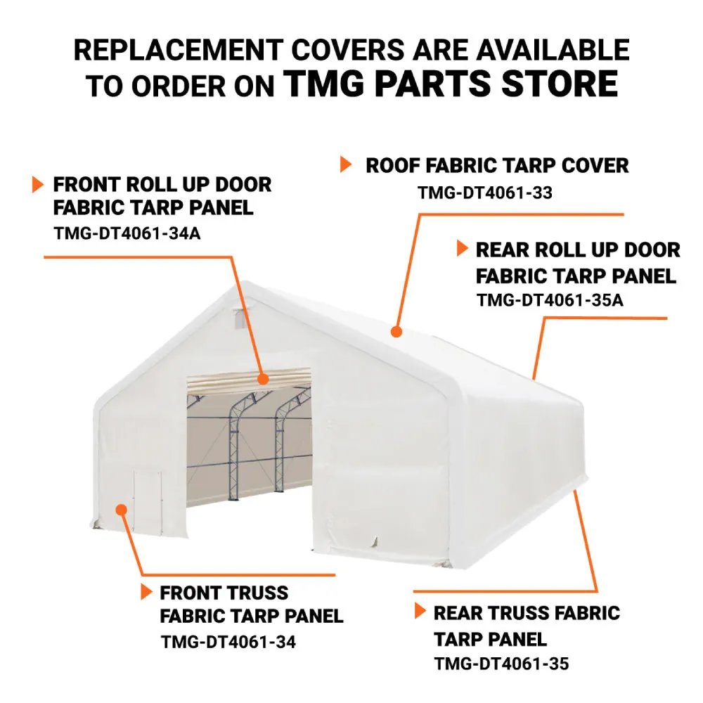 TMG Industrial 40' x 60' Dual Truss Storage Shelter with Heavy Duty 21 oz PVC Cover & Drive Through Doors, TMG-DT4061