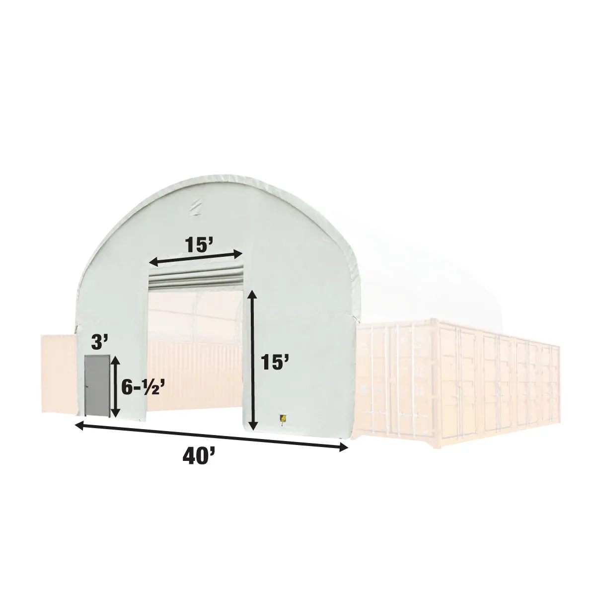 TMG Industrial Front & Back End Wall Kit, Custom Cut for TMG-DT4041C Dual Truss Container Shelter, Front Winch Roll-up Door, Steel Man Door, 21 oz PVC, TMG-DT40CFB