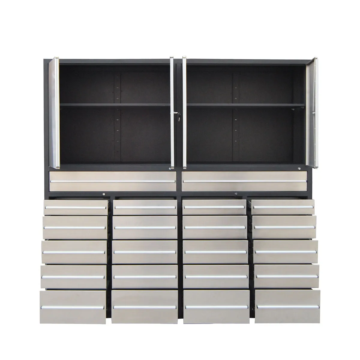 TMG Industrial Pro Series 7-Ft 22 Drawer Stainless Steel Storage Chest, Top Cabinets, All-in-One Welded Frame, Keyed Alike Locks, TMG-SC22DS