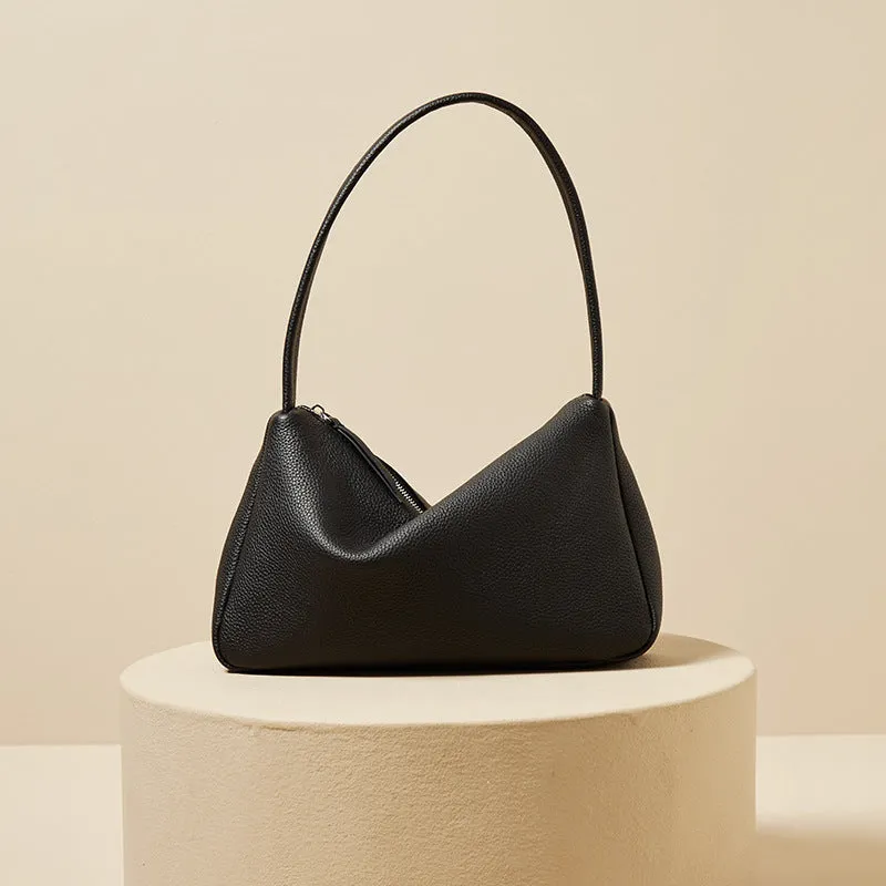 Togo Leather French Underarm Bag | Minimalist Chic Leather Small Shoulder Bag for Women