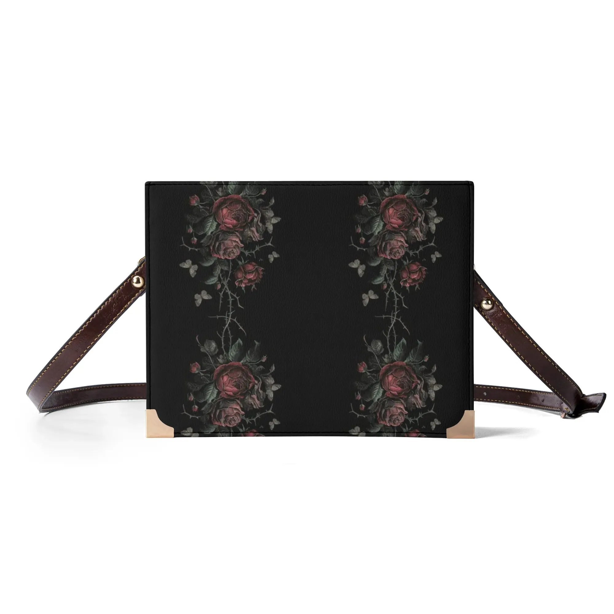 Vampire Art Dark Academia Book Cover Crossbody Bag - Goth Roses