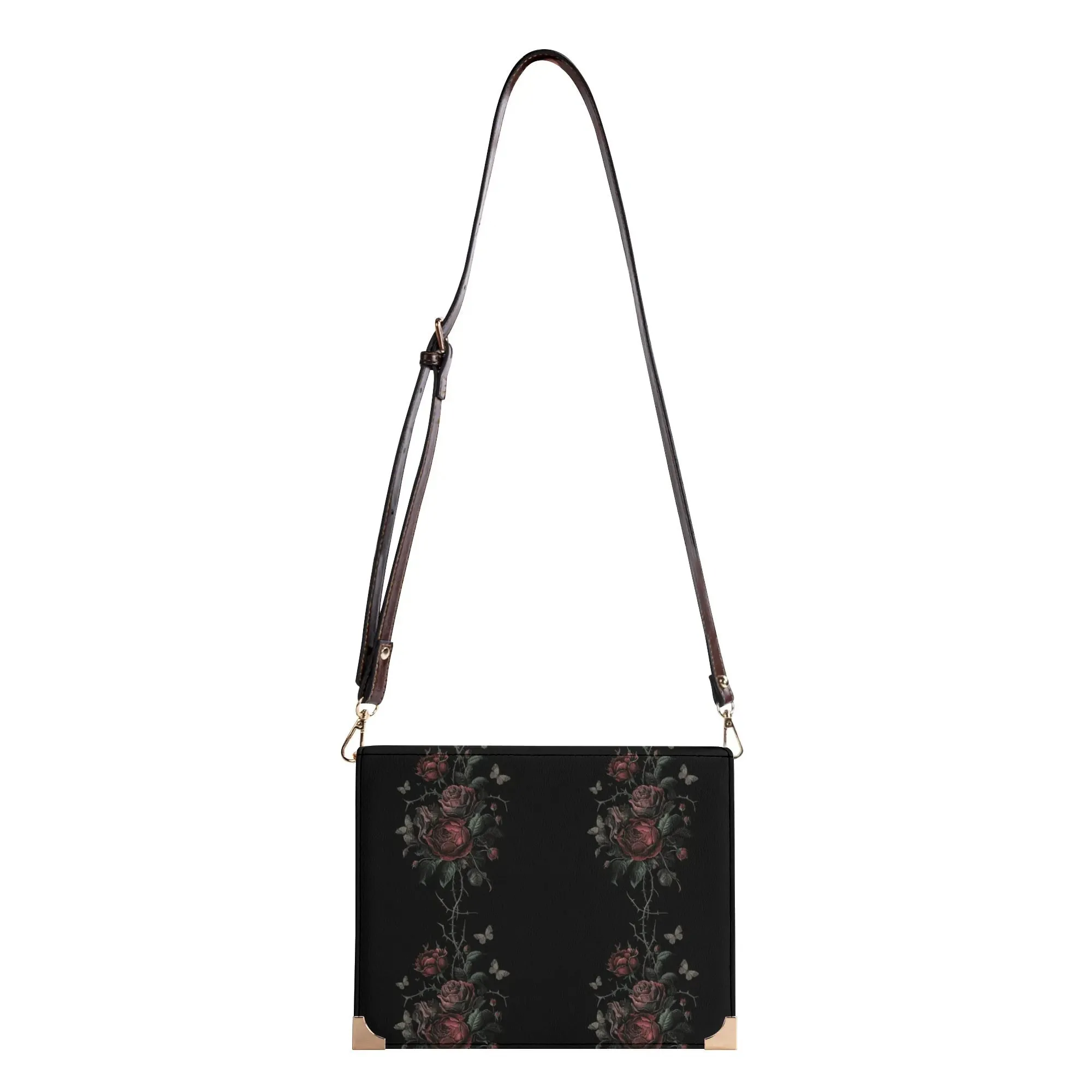 Vampire Art Dark Academia Book Cover Crossbody Bag - Goth Roses