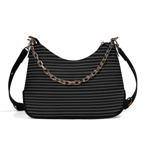 Vampire Art Grunge PU Cross-body Bag With Chain Decoration - Dark Stripes